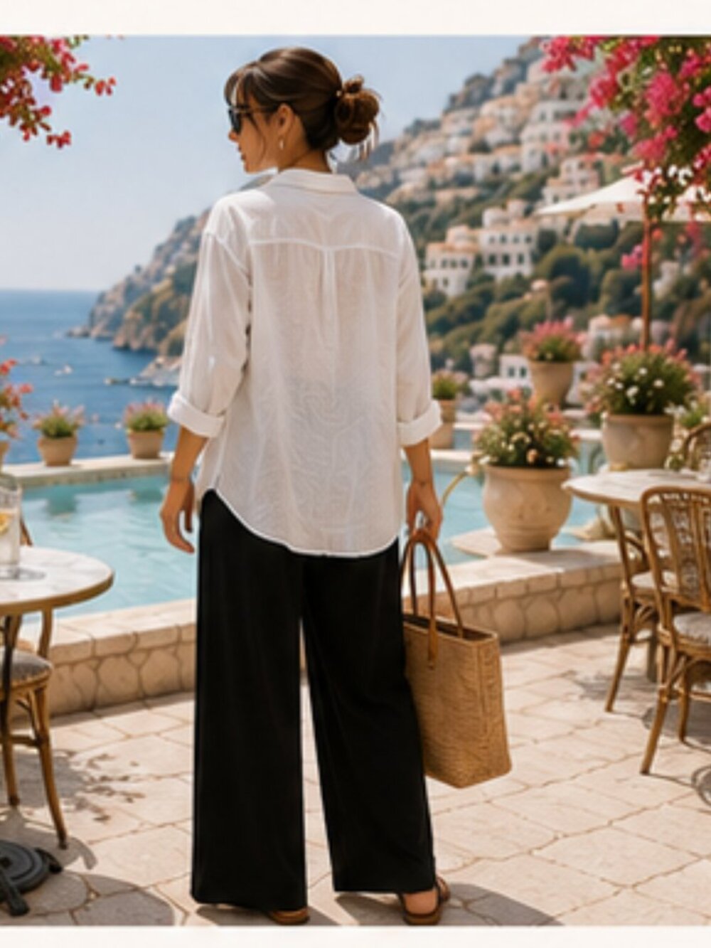 Wide Leg Jersey Pull-On Palazzo Pants Resort/Cruise ~ Travel Elements M/L